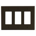 Hubbell Wiring Device-Kellems Wallplate, Mid-Size 3-Gang, 3) Decorator, Brown PJ263